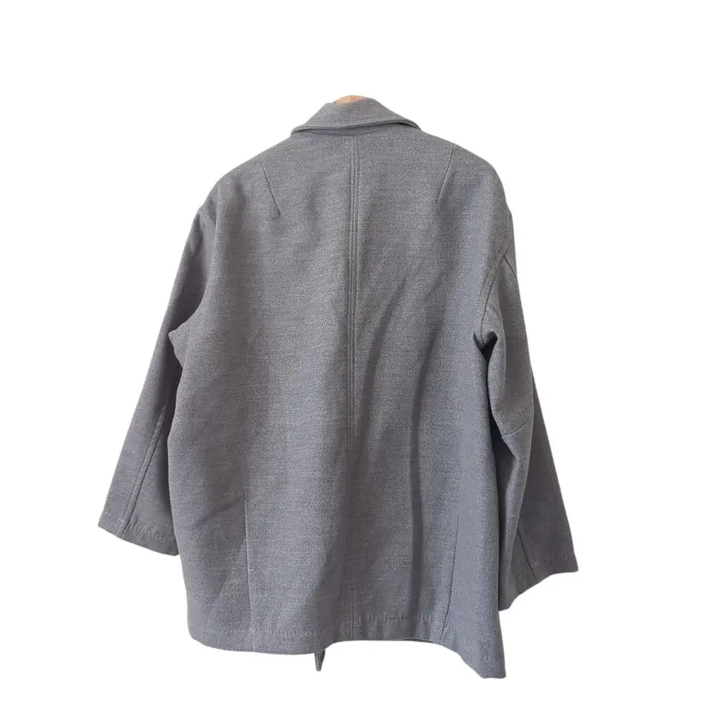 Free People Gray Hannah Slouchy Blazer Jacket‎ Double Breasted Coat Oversize XS